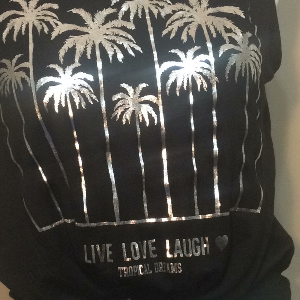NWOT Dirtee Laundry Palm Tree Tie Waist Top - Picture 2 of 8